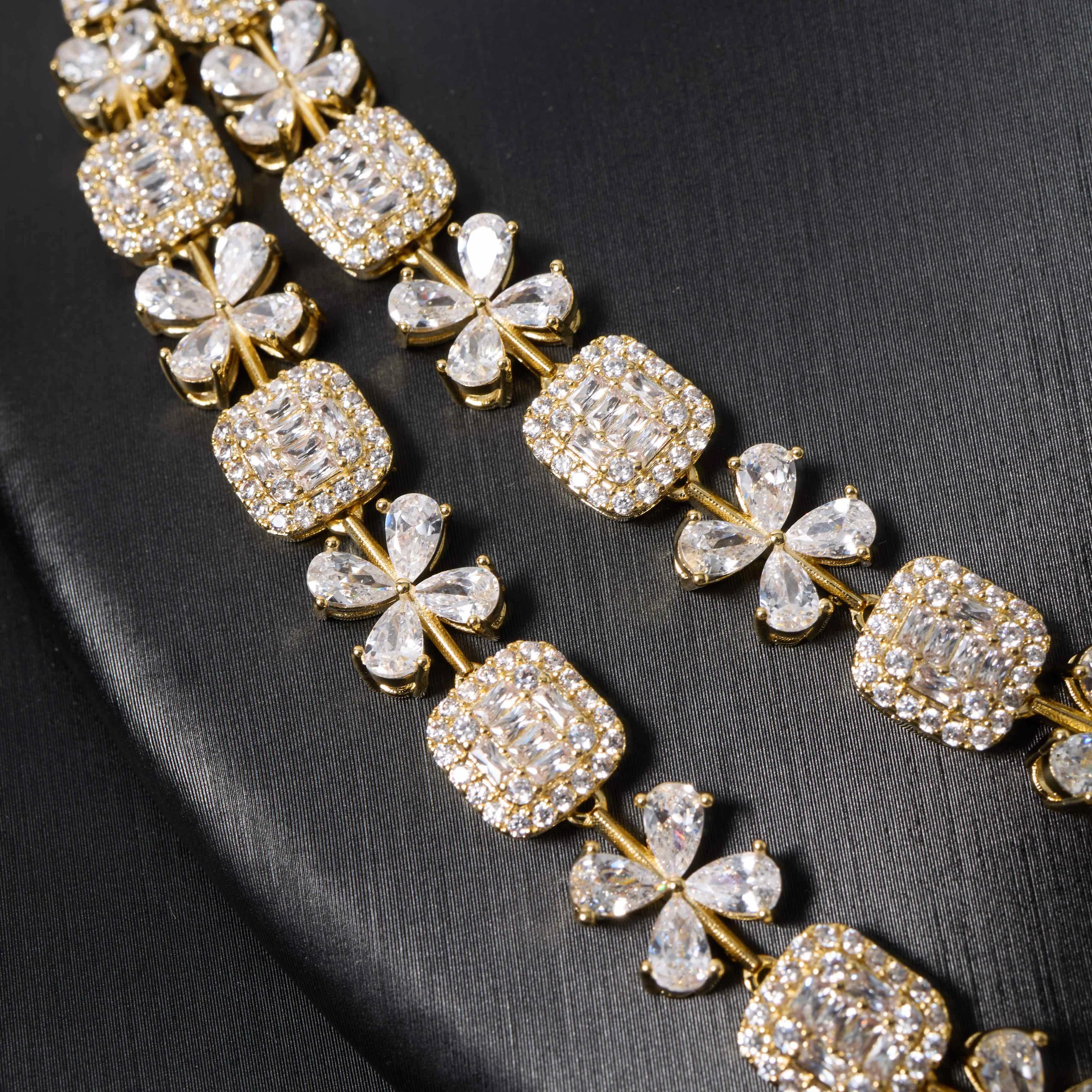 250103 Necklace Sets for Women Cubic Zirconia Layer Jewellery Set Dubai Saudi Party Engagement Accessory