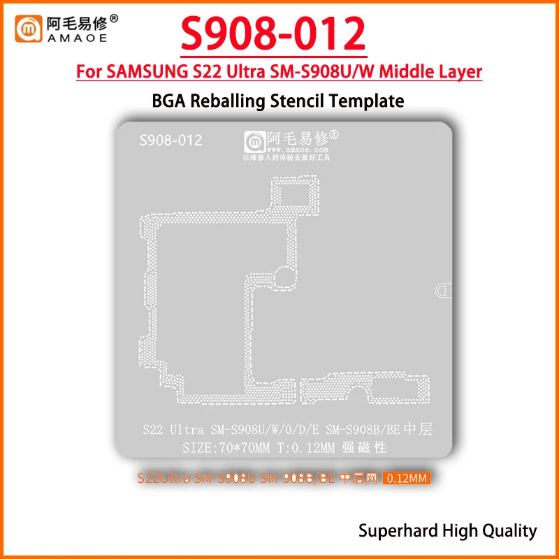 Amaoe Middle Layer Reballing Stencil Template For Samsung S22 Ultra SM-S901U S901W S9010 S901D S901E Plant tin net Steel mesh