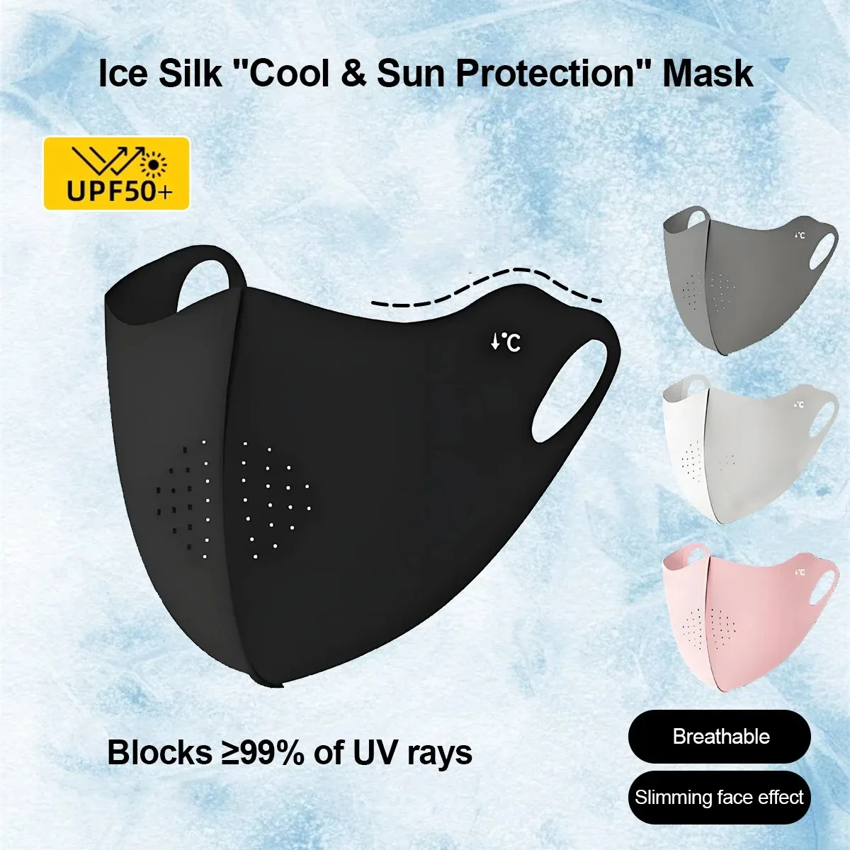 

Unisex Summer Sunscreen Mask with Ice Silk, Cool Breathable Lightweight Washable Suitable for Cycling Outdoor Driving