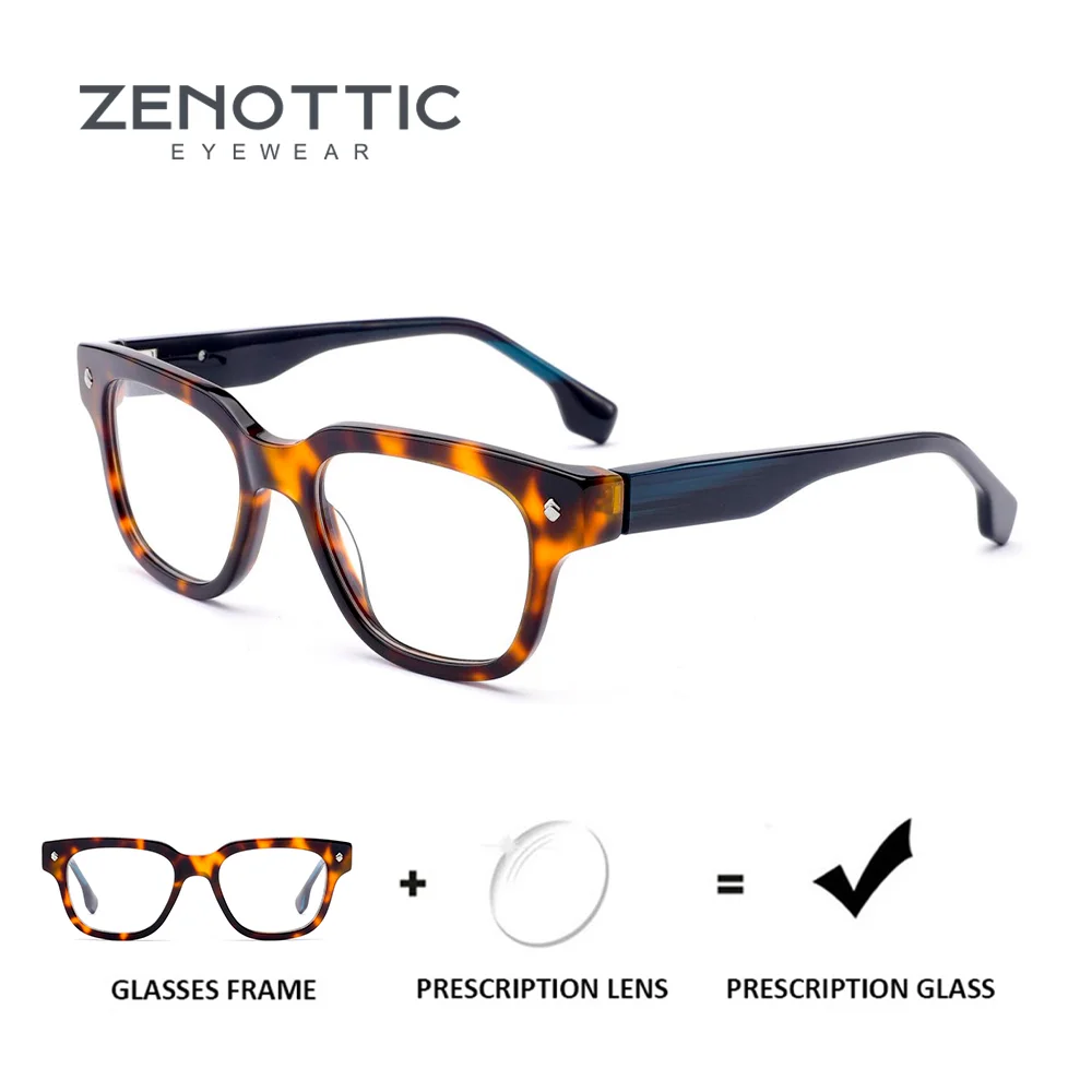 ZENOTTIC Fashion Square Glasses for Women Acetate Frame Classic Design Prescription Eyeglasses Blue Light Photochromic Eyewear