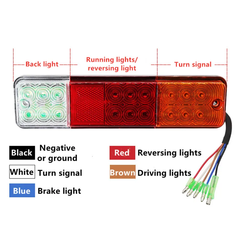 2Pc For Forklift rear taillight reverse steering brake headlight 10-80V led tricolor Turn Signal Truck Trailer Tractor Tail Lamp