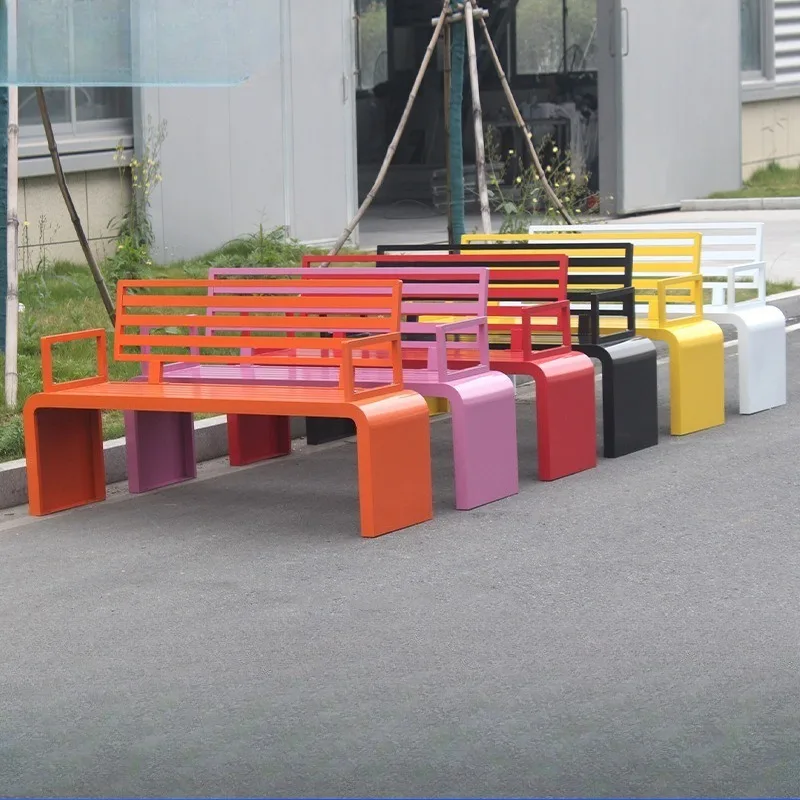 

Outdoor park chair with backrest patio bench stainless steel bench square