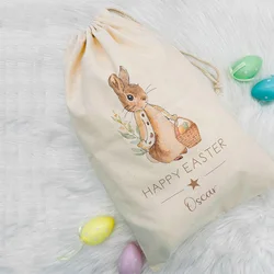 Personalised custom happy Easter Bunny rabbit bag Egg Hunt basket baby first 1st Easter Sack children kid boy girl gift Bucket