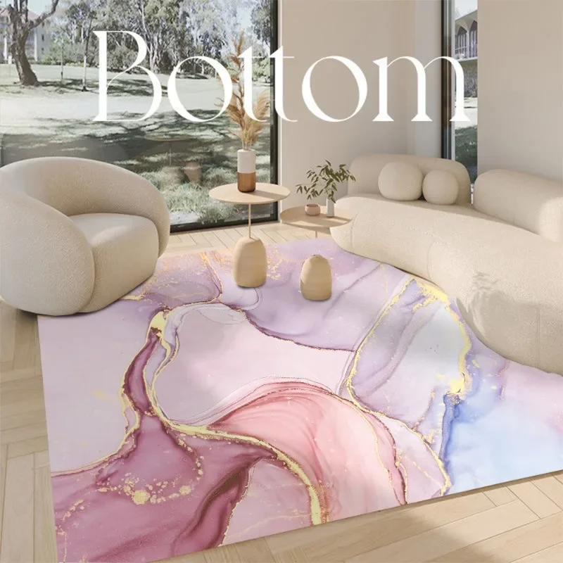 Pink Marble Ink Painting Pattern Non-slip Floor Mat Geometric Optical Doormat Living Room Decor Rug Bedroom Carpet Decoration