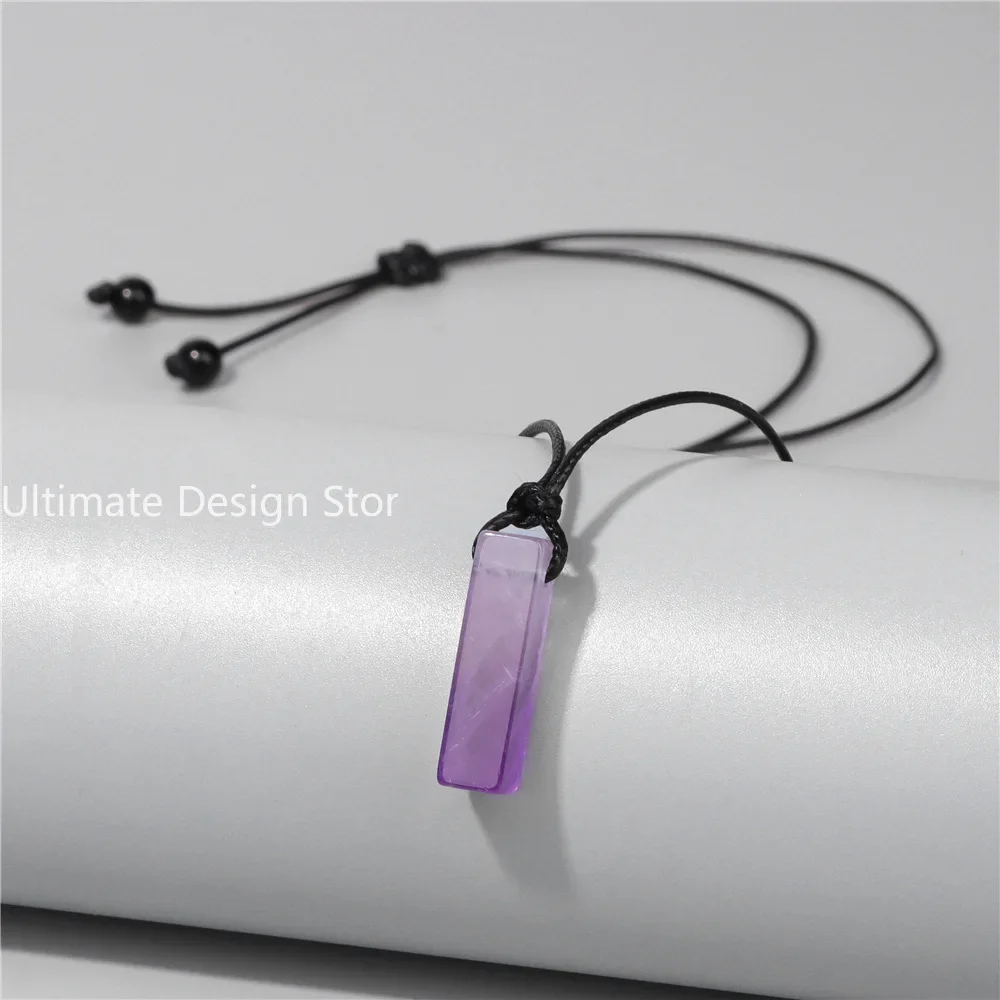 Healing Crystal Natural Stone Slice Pendants Necklace,Reiki  Quartz Amethysts Women Jewelry