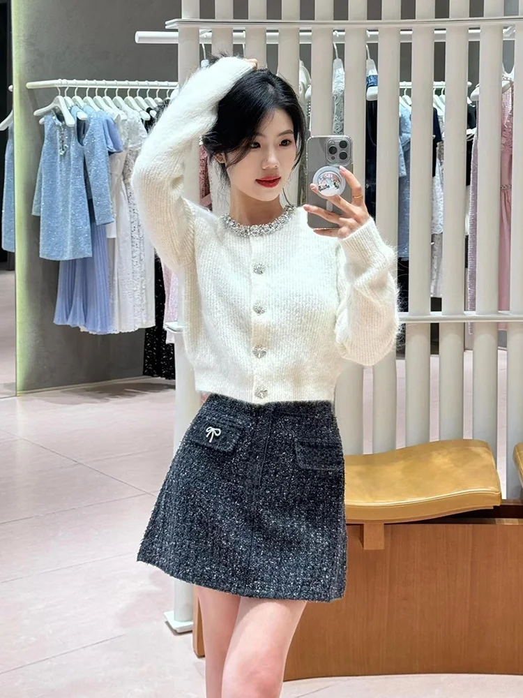 

High-End Women's Knitted Cardigan Coat Camere Fraance Sle Autumn Winter Faion Outerwear Regular Fit Button Detail