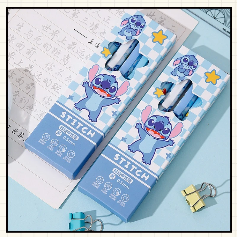 4 pçs/caixa kawaii disney ponto imprensa gel caneta escrita 0.5mm dos desenhos animados preto neutro caneta material escolar de escritório estudo papelaria presente