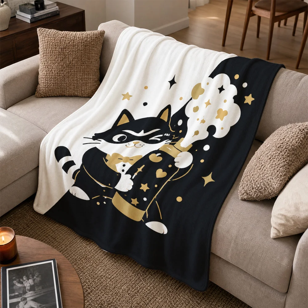 Cozy Cat Lover Throw Blanket Sofa Decor Plush Fleece Gift for Her Home Accent Throw Nap Bed Cushion