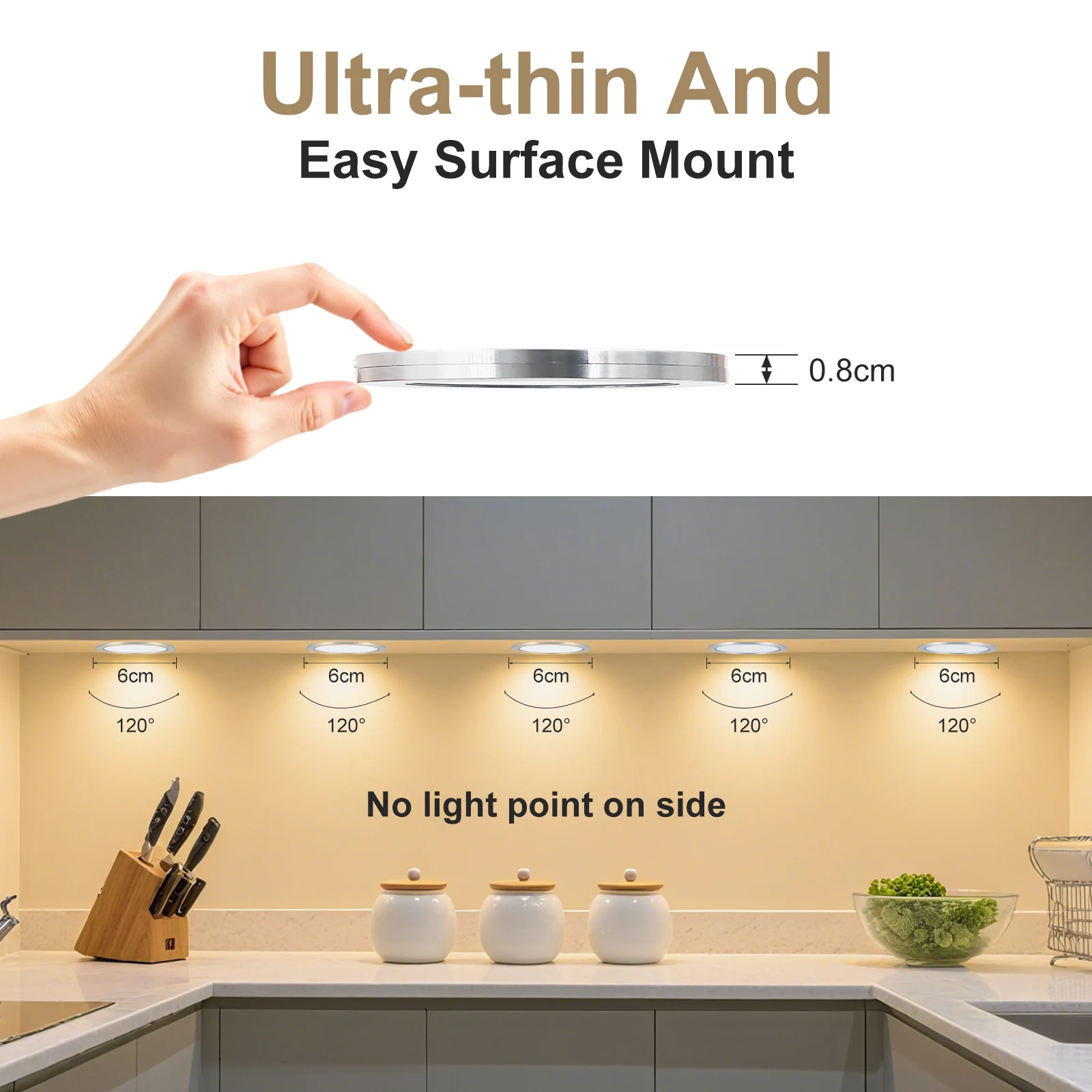 DC 5V USB 3Colors Dimmerable Cabinet Light With Remote 3000K 4000K 6000K Ultra-thin Round Showcase Wardrobe Cupboard Decor Lamp