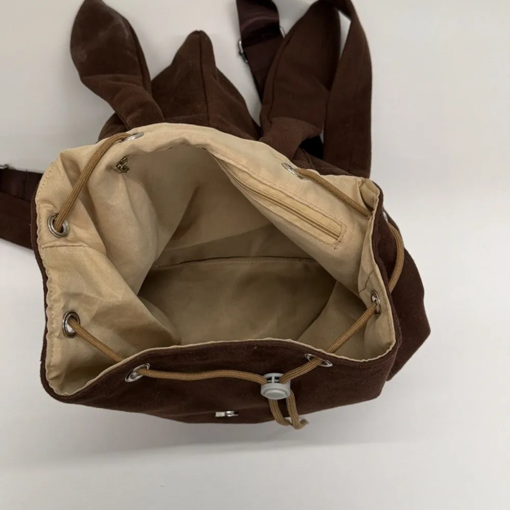 

Niche Unique Hooded Ears Backpack Bunny Ear High Capacity Cute Drawstring Daypack Trendy Retro Fashionable School Bag Women