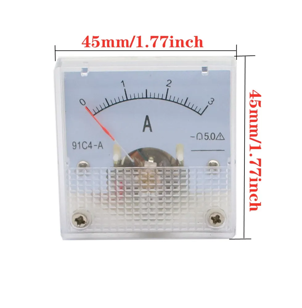 91C4 Ammeter DC Analog 1A 2A 3A 5A 10A 20A 30A 50A 100A 200A 300A 500A Panel Mechanical Pointer Type Amper Meter Current Meter