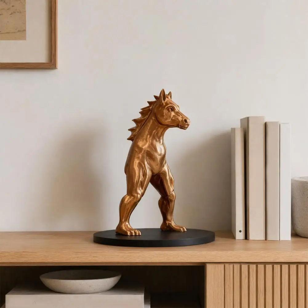 Durable Horse Head Decor 3d Printed Horse Ornament Reverse Horse Man Statue Bronze Gold Finish Mythical Creature for Home
