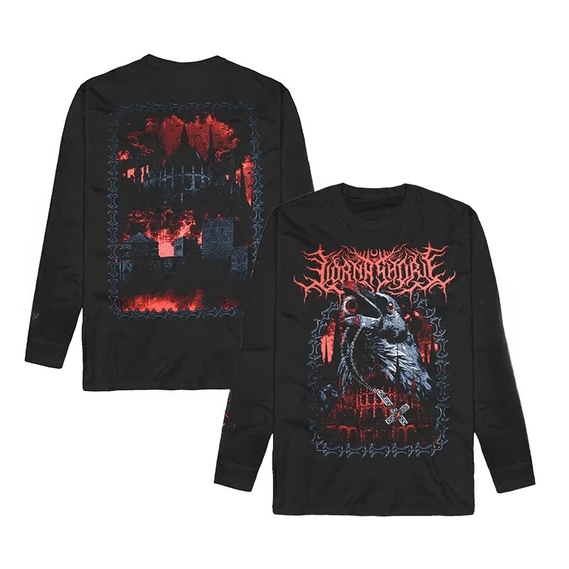 Camiseta masculina punk de rock heavy metal da banda Top Lorna Shore - Camiseta americana de manga comprida com gola redonda