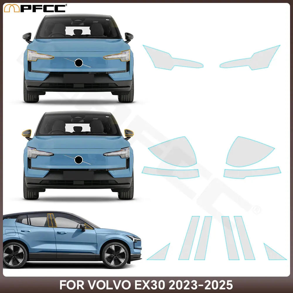 

For Volvo EX30 2023 2024 2025 Headlight Rearview Film B Pillars Paint Protection Film Transparent TPU Anti-scratch Repair Refit