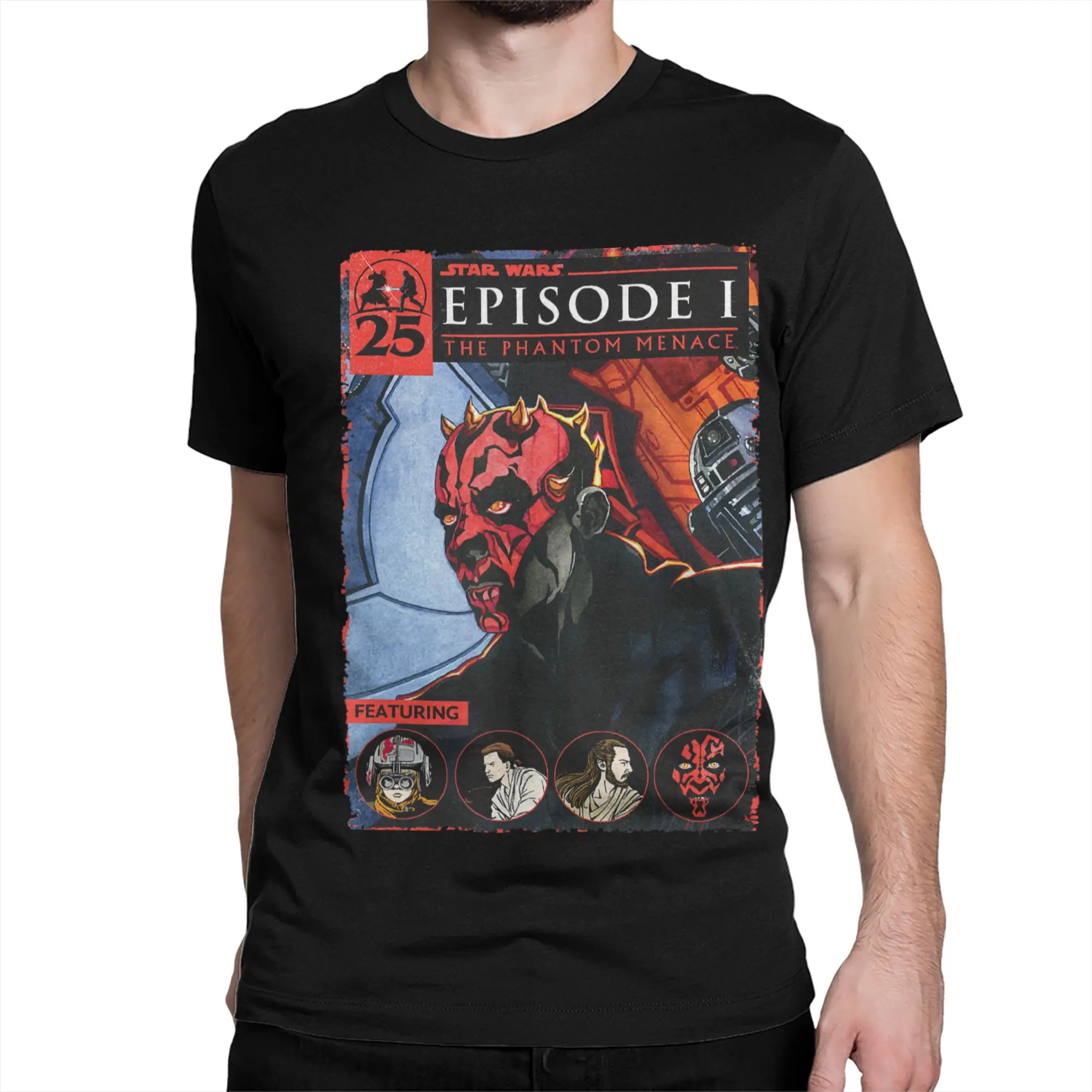 Men Women The Phantom Menace Episode I Darth Maul Ft Poster T Shirts Pure Cotton Tops Crewneck Tee Shirt Summer T-Shirt