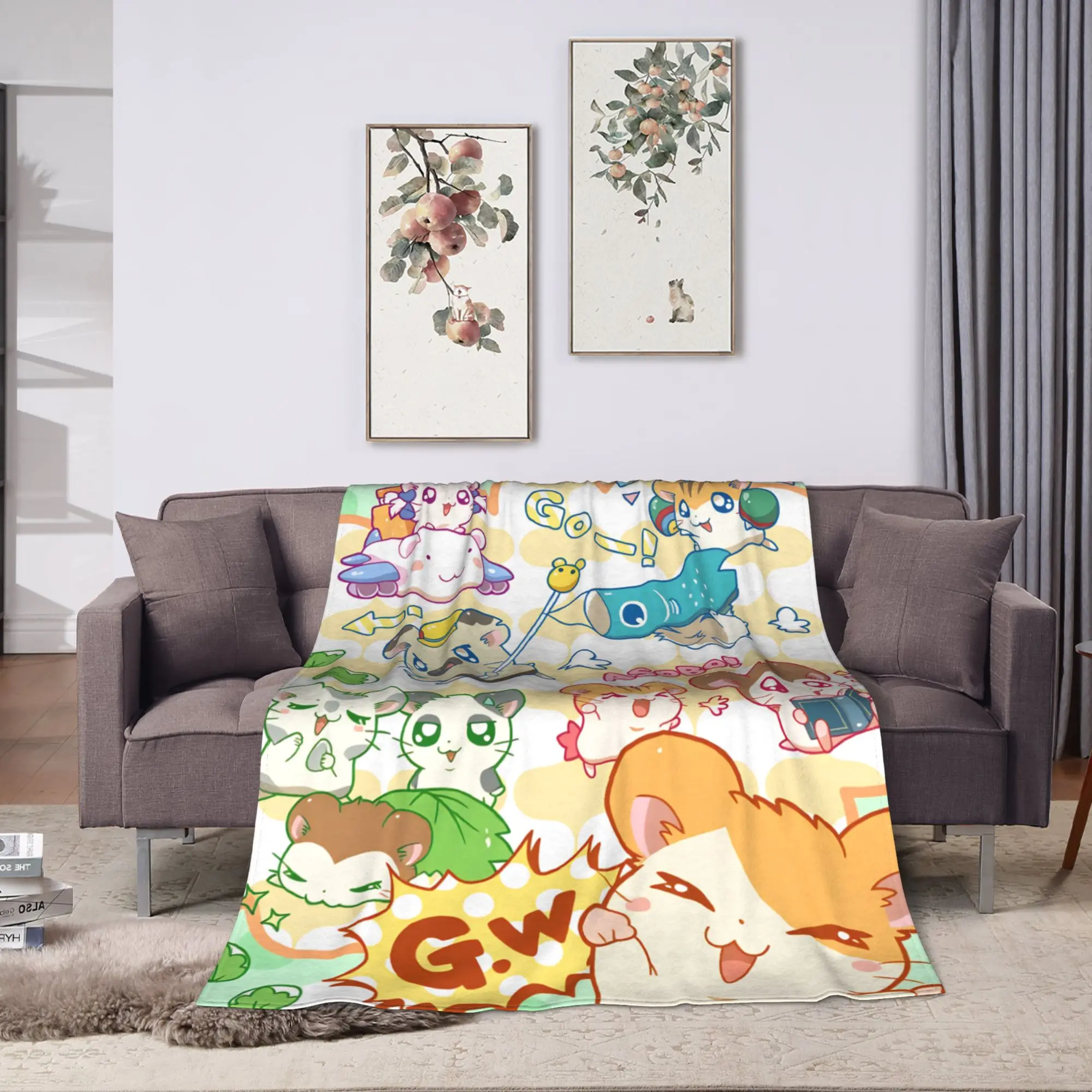 Adventure Story Hamtaro Blanket  Super Warm Novelty Plush Bedding Throws For Bedroom Airplane Travel Flannel Bedspread Bed Cover