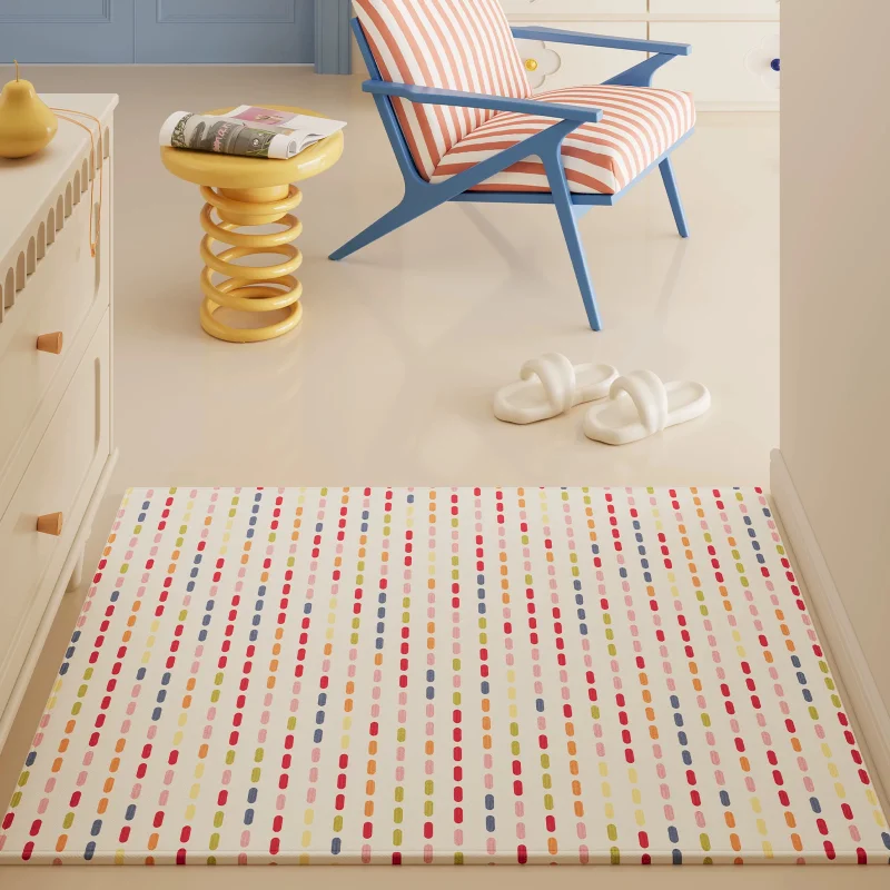 VIKAMA Colorful Rainbow Stripe Playful Area Rug Non Slip Washable Soft Doormat Entryway Kitchen Living Room Bedroom
