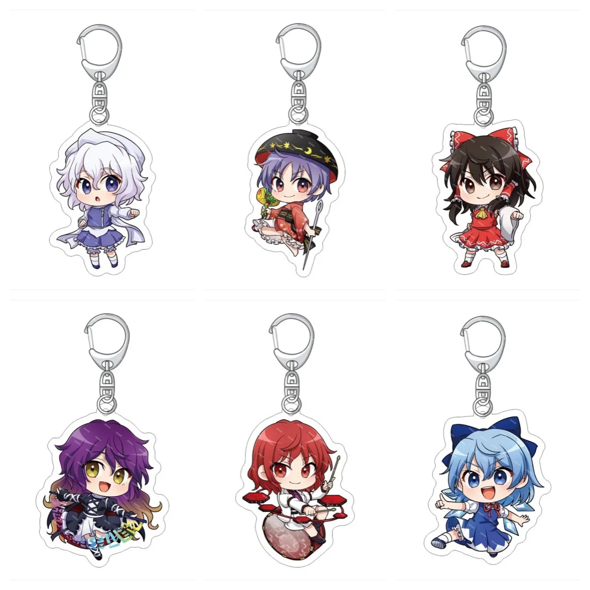 

Anime Touhou Project Shrine Maiden Acrylic Keychain Lovely Bag keyring Charms Pendant Souvenir Creative Fans Gift