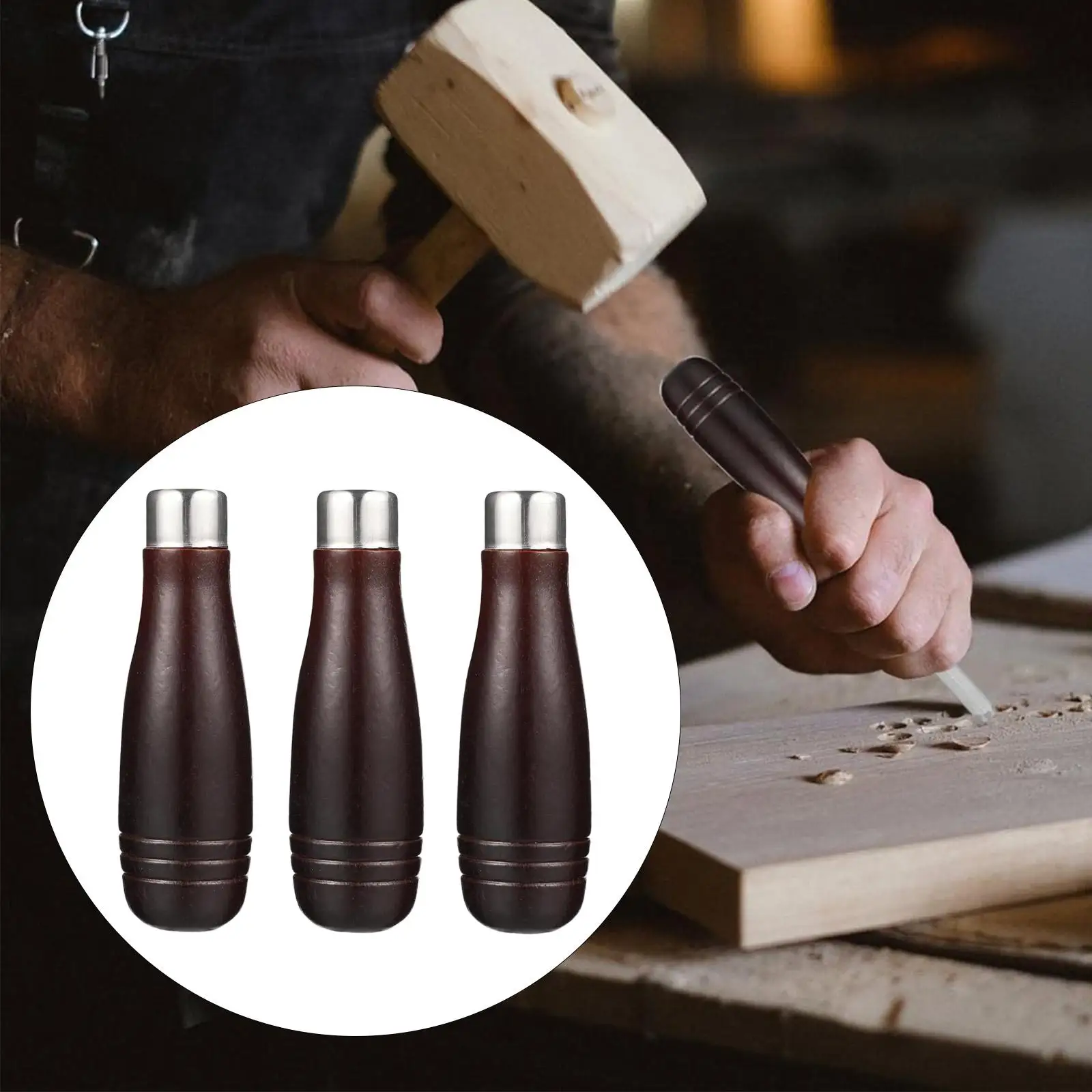 3개 세트 목재 파일 핸들 세트 파일 절단 도구 목공 소형 및 대형 액세서리 금속 링 포함 목재 라스프 교체용