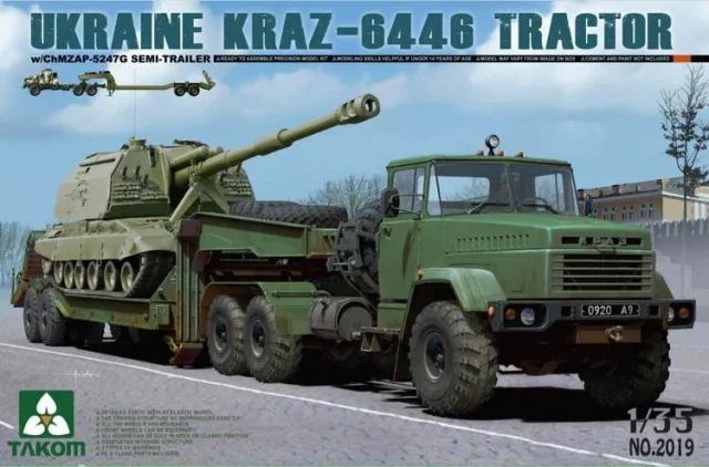 TAKOM Assembled Model Kit TAKOM-2019 KRAZ-6446 Heavy Duty Transporter with Semi-Trailer 1/35