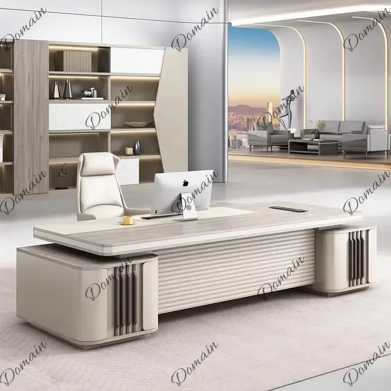 XX European Modern Office Desk Filing Cabinets Standing Minimalist Office Desk Conference Long Straight Wooden Bureau Furniture