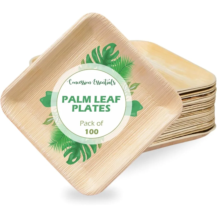 

6 Inch Square Palm Leaf Dessert Plates Bamboo Plates for Appetizers Compostable and EcoFriendly Pack of 100ct