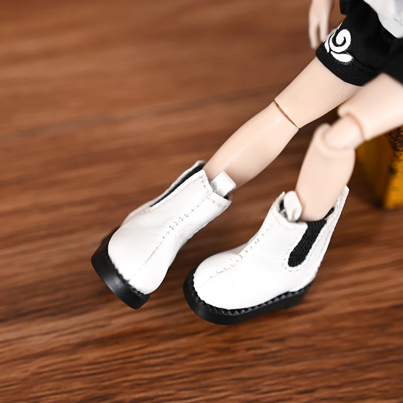 Ob11 Doll High Top Shoes 1/12 Inch Leather Shoes Boots Handmade For Gsc Body9 Ymy Hand Hook Doll