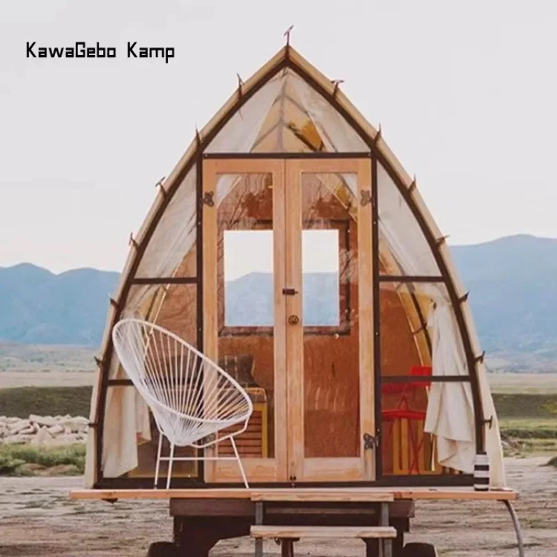 Newly Upgraded Kawagebo Kamp Outdoor Luxury Tent Waterproof Van Tent Frame Cabin With Wheel Floor Hotel Style Carriage