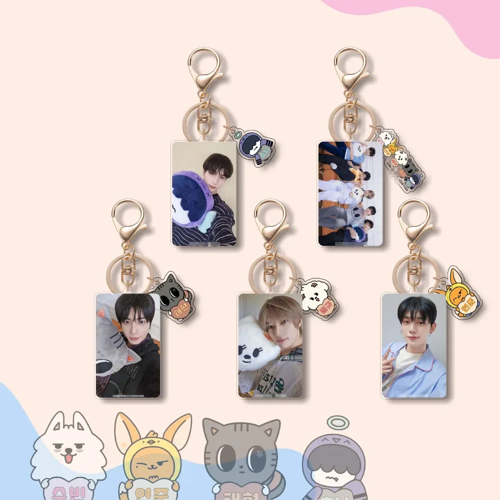 Korean Popular Group Peripheral Acrylic Keychain Cartoon Animal Figures SOOBIN YEONJUN Pendant Keyring Bag Hanging Accessories