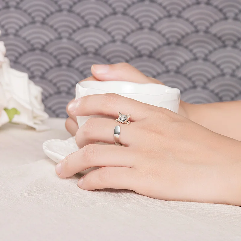 Gintama sadaharu anel feminino prata 925 anéis de dedo cosplay papel kagura gintoki anime cos figura bonito anel jóias acessórios