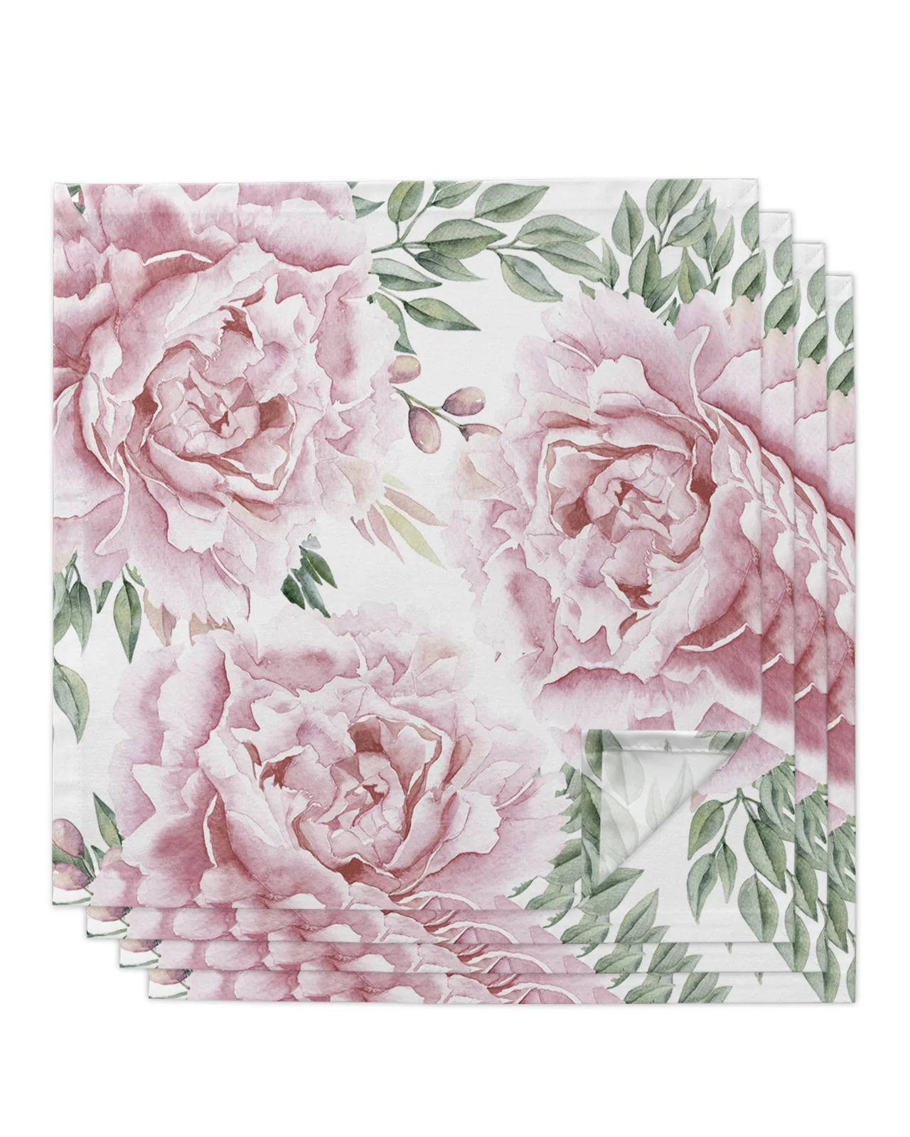 4/6/8pcs Pretty Pink Roses Floral Garden Kitchen Napkin Table Napkins Dinner Napkins For Wedding Banquet Party Decoration