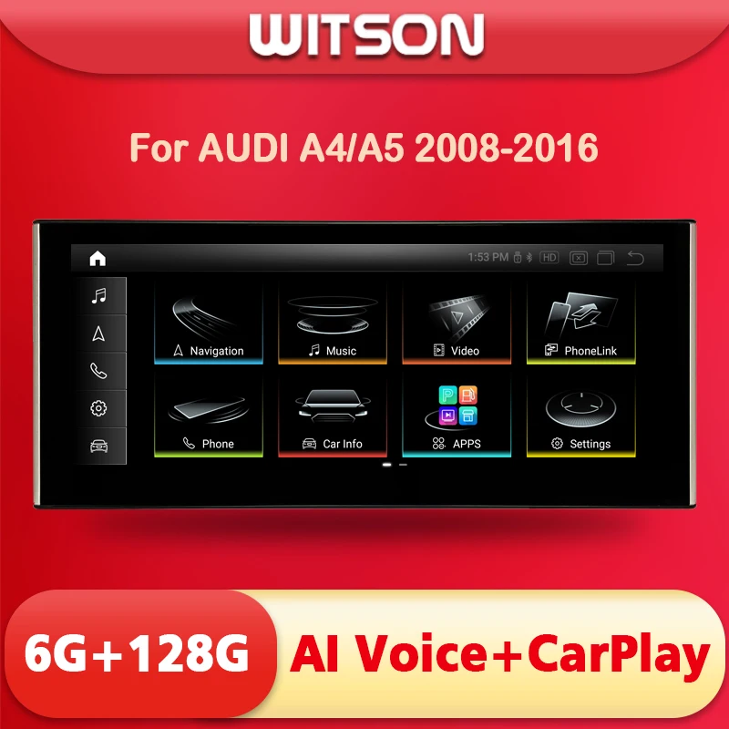 

Автомобильный монитор WITSON 12,3 дюйма, Android 11, для AUDI A4 A5 2008 2009 2010 2016 8G 256 ГБ, автомобильный стерео Мультимедийный Плеер, головное устройство, экран