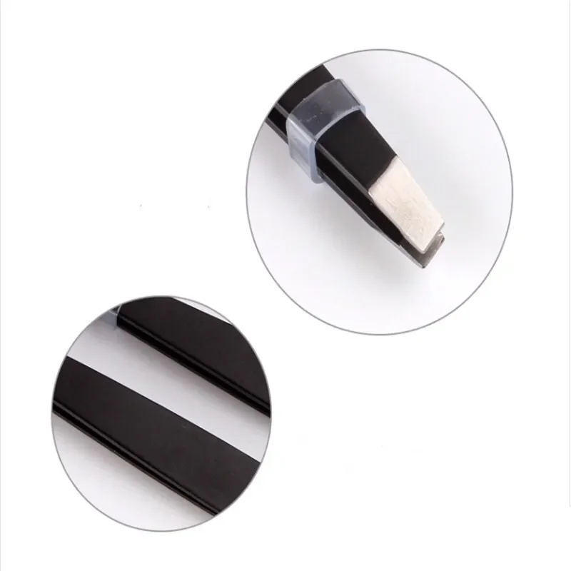 2PC Schwarz Augenbraue Pinzette Edelstahl Schräg Spitze Haar Entfernung Make-Up Tool Kit Wimpern Verlängerung Doppel Augenlid Anwendung