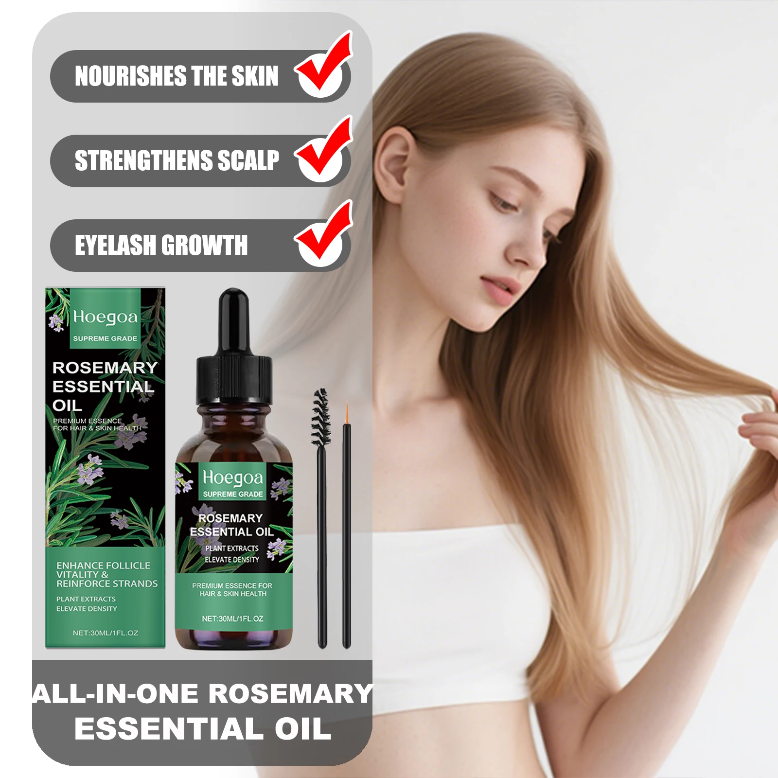 

HOEGOA All-in-one Rosemary Essential Oil Deeply Nourishes Skin Strengthens Scalp Revitalizes Dry Scalp Improve Eyelash Growth
