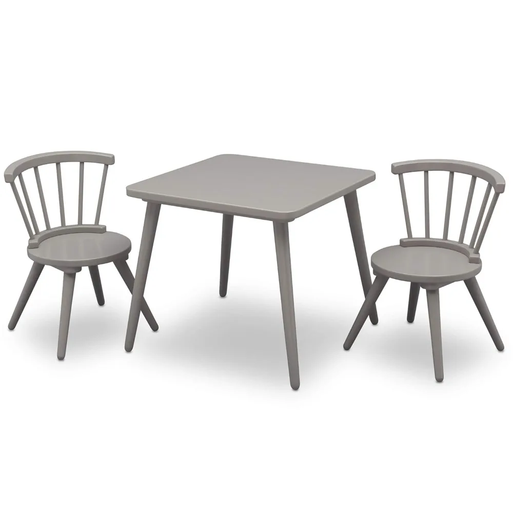 

Windsor Kids Wood Table Chair Set (2 Chairs Included) - Ideal for Arts & Crafts, Snack Time, Homeschooling, Homework & More, Gr
