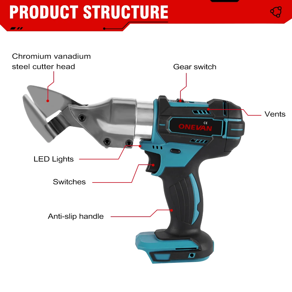 ONEVAN 800W 588NM Electric Cordless Iron  Carbon Steel Cutting Tools For Makita 18V Battery