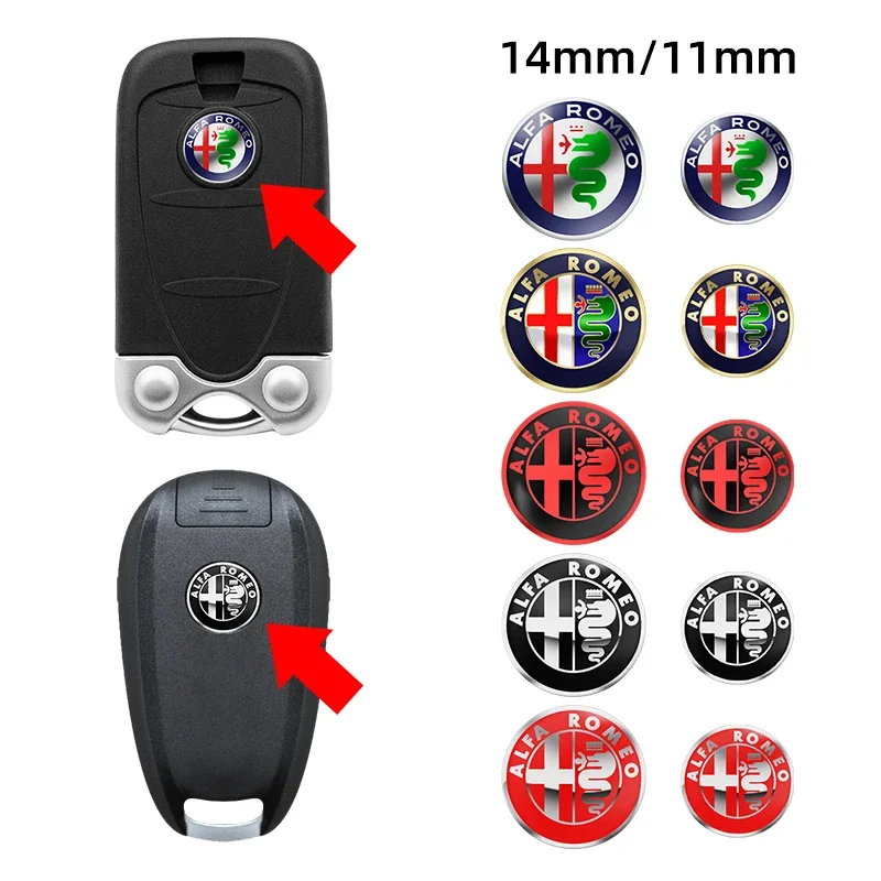 5/10Pcs 14mm For Alfa Romeo Giulia Stelvio MiTo Giulietta Tonale ALFA Car Logo Remote Key Emblem Sticker Decoration Accessories