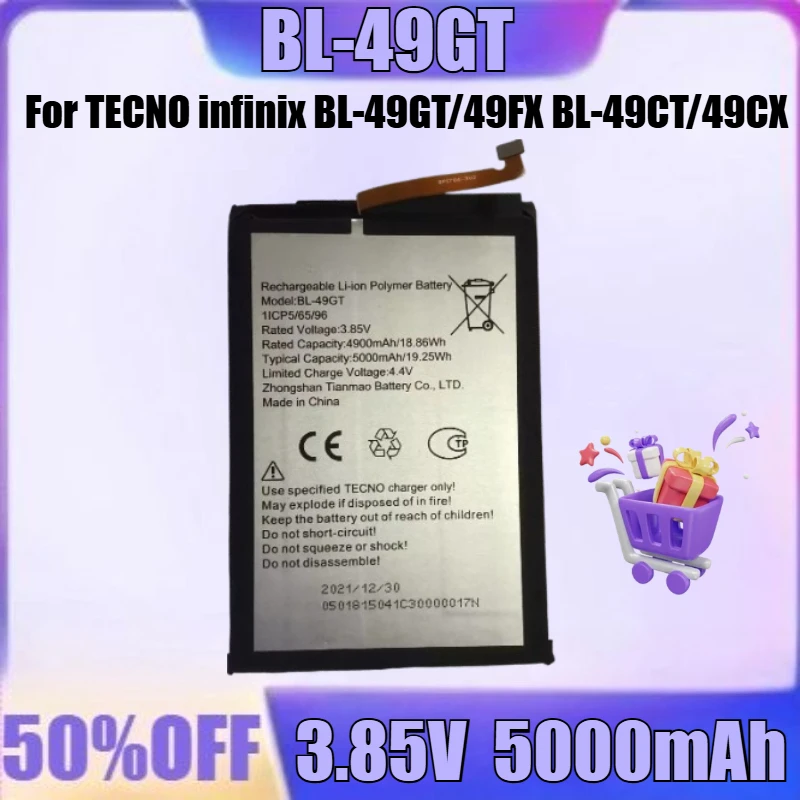 

New BL-49GT 3.85V 5000mAh for TECNO infinix BL-49GT/49FX BL-49CT/49CX BL-49GT/49FX Battery