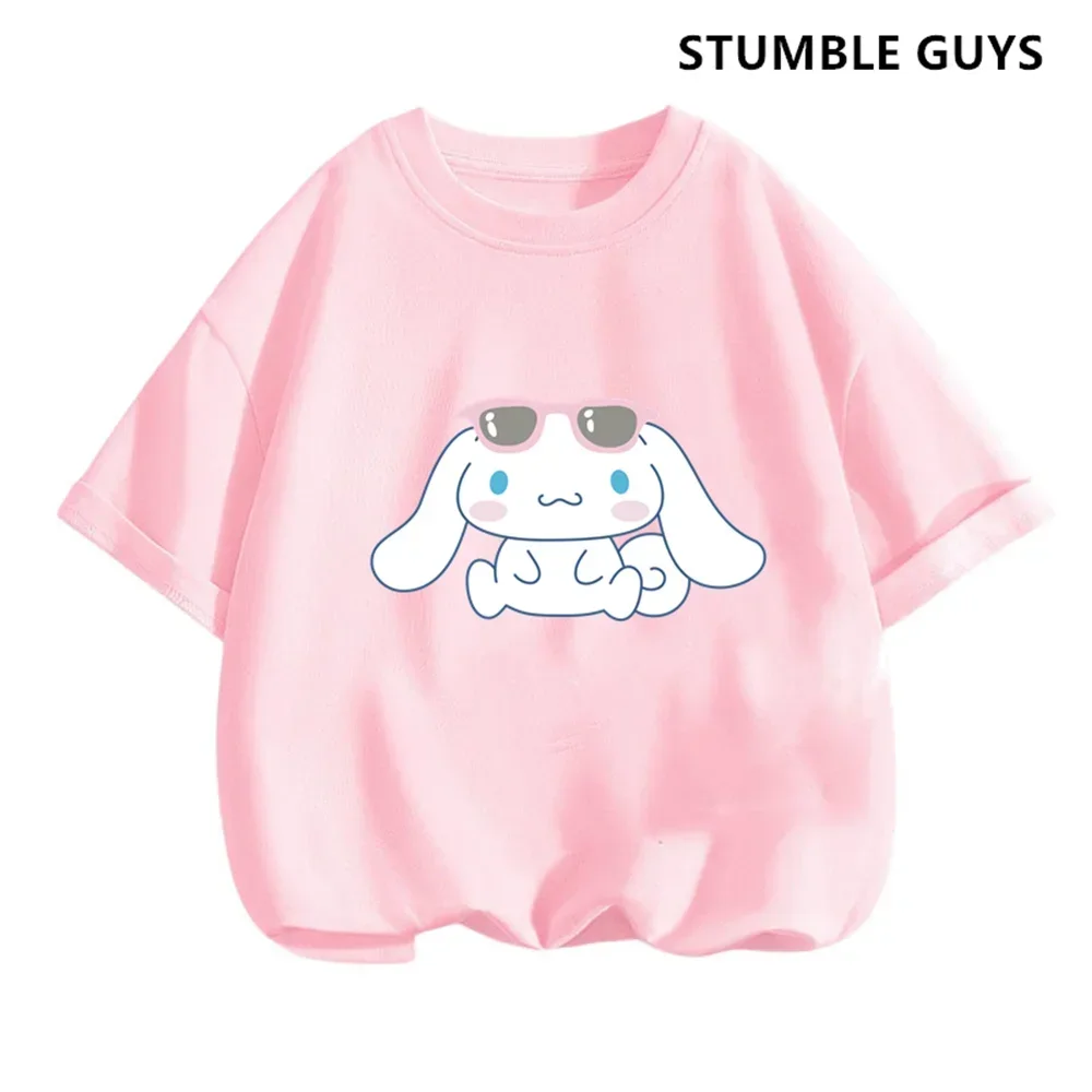 Cinnamoroll T-shirt Set Sanrio Children's Short-sleeved New Summer Y2K Clothes Girly Heart Soft Clothes Kawaii Birthday Gift