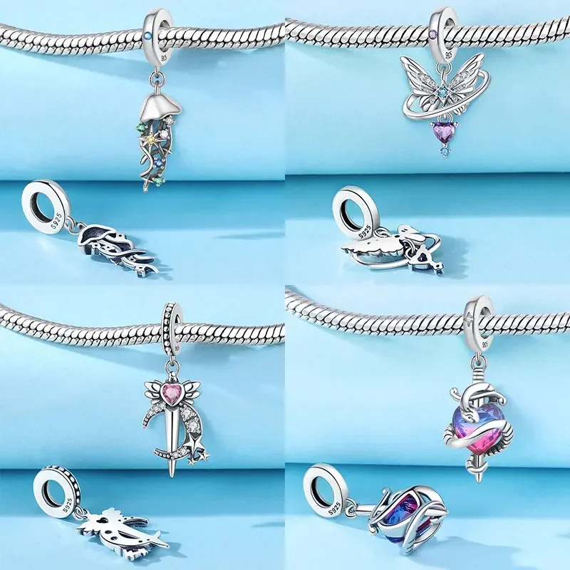 Real S925 Silver Colored Zircon Heart-shaped Pendant Beads Charm Fit Original Charms Bracelet Diy Fine Jewelry for Women Gifts image 3