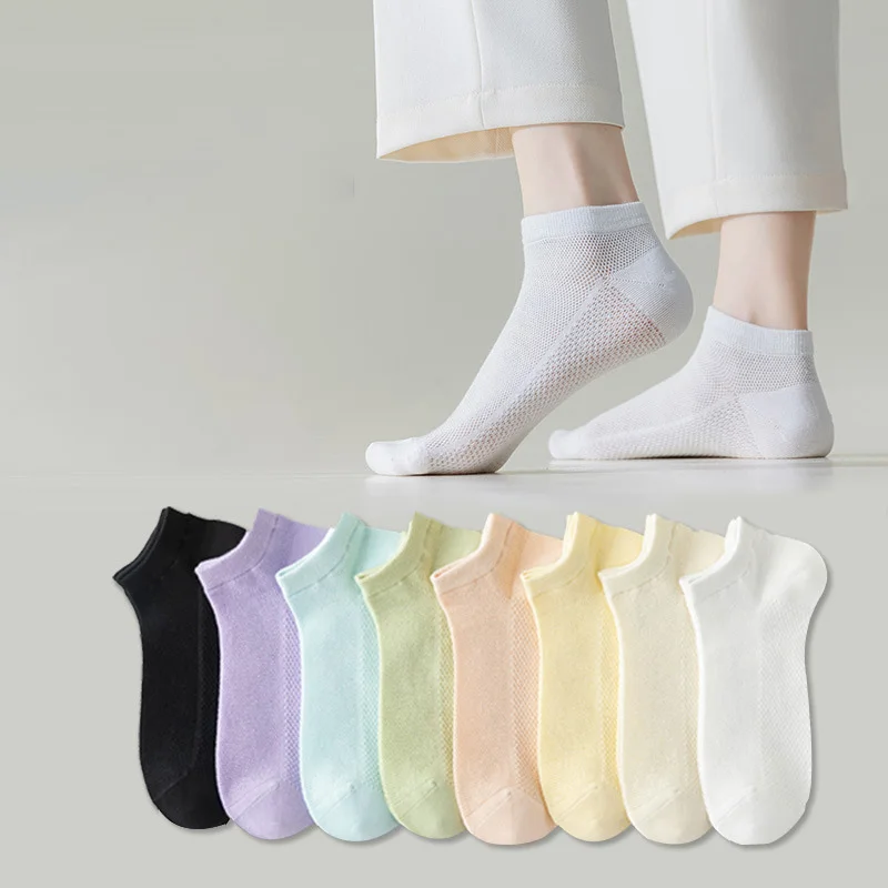 2 Paar Damen Socken Sommer Dünn schnitt einfarbig Damen kurze Röhren socken atmungsaktive Baumwolle Söckchen niedrige Zylinders ocken