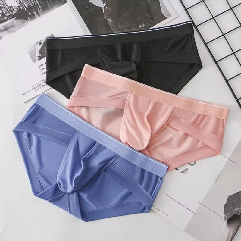 Men Briefs Breathable 3D Pouch Lightweight Men's Bikini Underwear Soft Sheer Comfort Quick Drying Stretchy Triangle for Summer