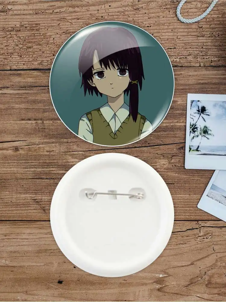 Serial Experiments Lain Badge Brooch anchor Peripherals Pin Anime Pupil Metal Birthday present Tinplate Jewelry Cartoon