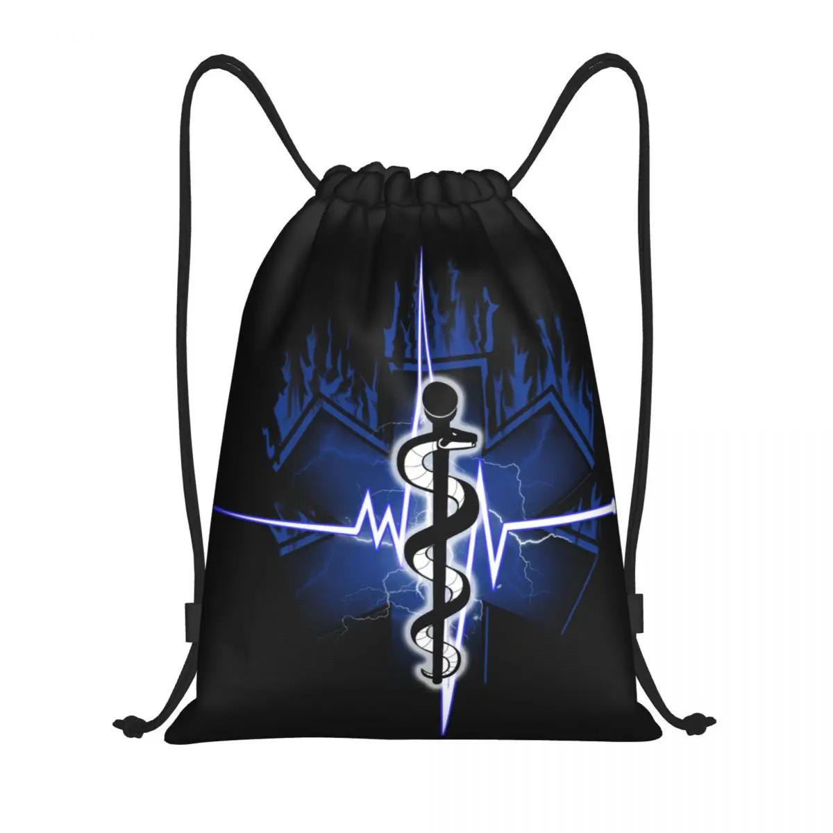 Star Of Life-mochila con cordón para hombre y mujer, saco deportivo plegable para gimnasio, Emt, paramédico, bolsa de compras