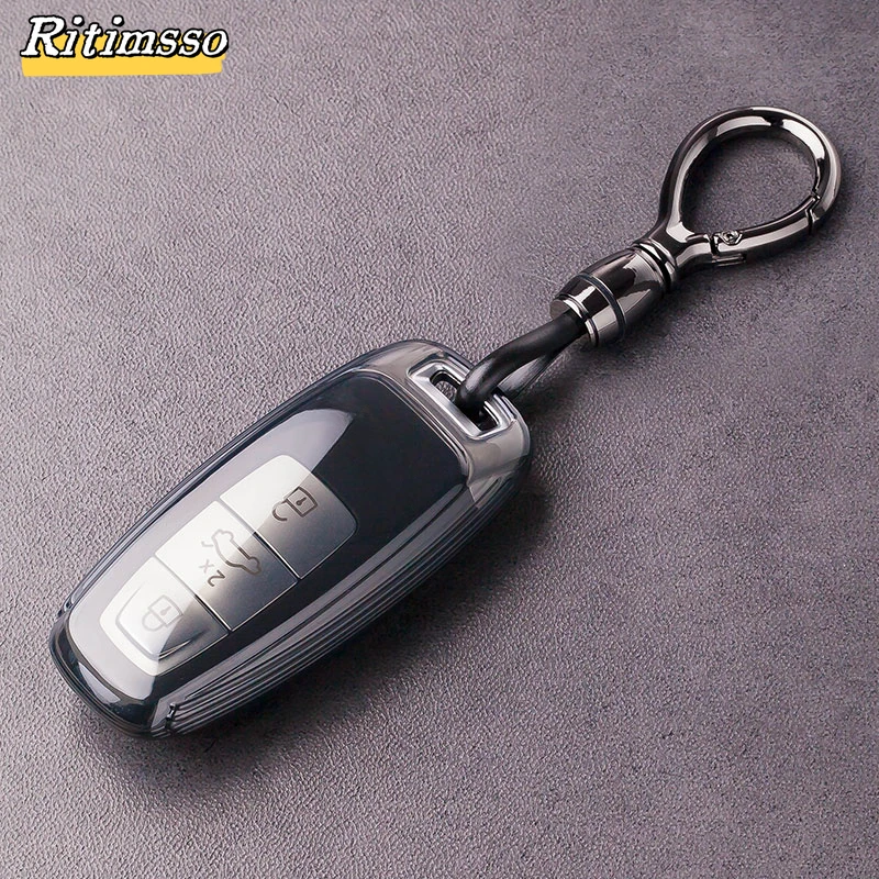 Transparent Tpu Car Remote Key Case Cover Fob for Audi A6 A7 A8 C8 Q8 D5 E-Tron Protector Keyless Keychain Car Accessories