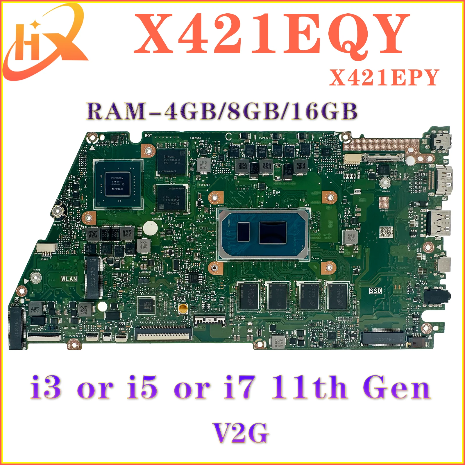 

X421EAY Материнская плата ASUS X421EQY X421EPY X421EQYB I421EQY X421E I421E материнская плата для ноутбука i3 i5 i7 11-го поколения RAM-4GB/8 ГБ/16 ГБ