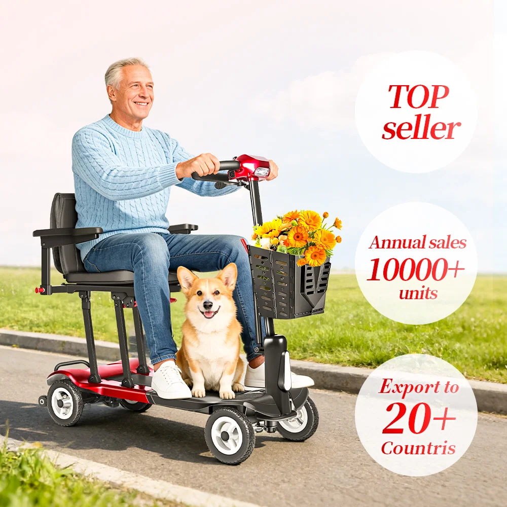 Scooter de Movilidad Ligero 2026 en Oferta, Aleación de Magnesio, 14 kg, Capacidad de 125 kg, Batería Doble, 45 km de Autonomía, Scooter para Personas Mayores