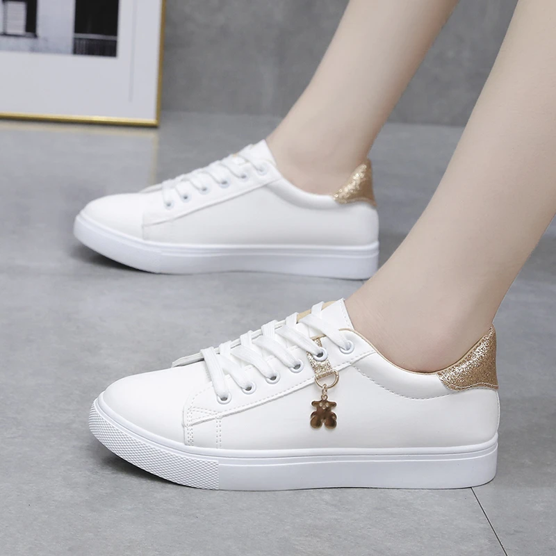 2024 New Fashion Lace up Women\'s Sports Shoes Women\'s Casual Shoes Printed Summer Women\'s Pu Cute Flat Shoes