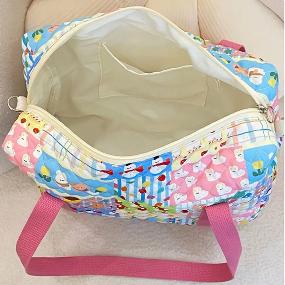 Colorful Pattern Baby Diaper Bag Large Capacity Detachable Straps Crossbody Diaper Tote Quilted Cotton Reusable