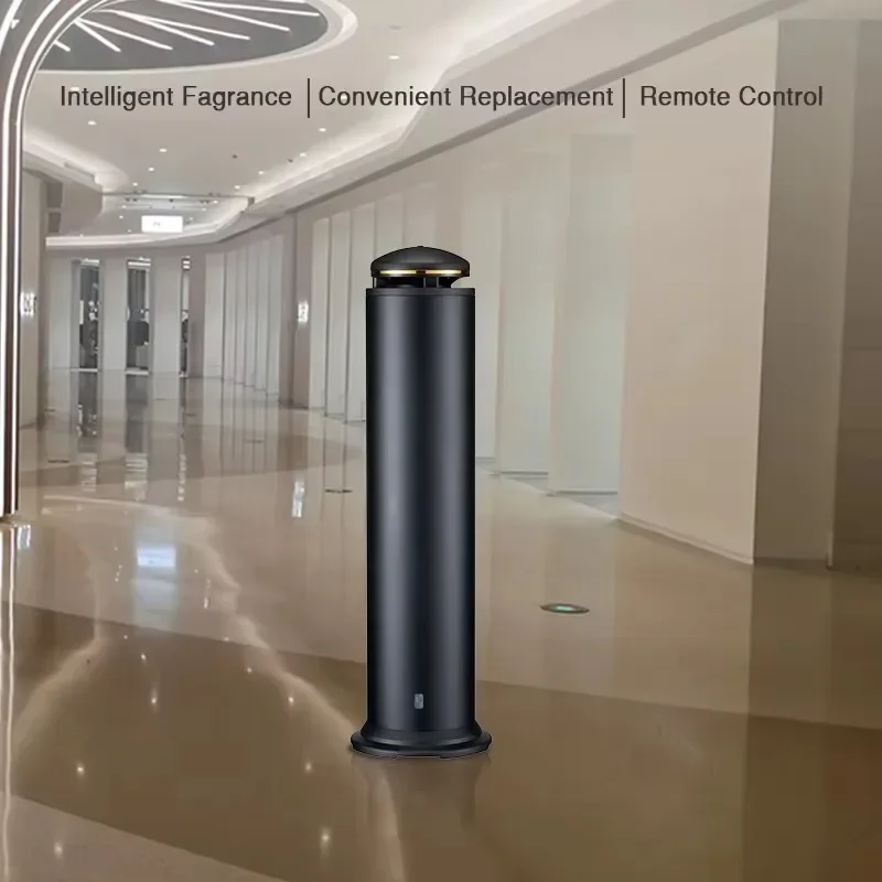 Commercial hotel anhydrous smart essential oil tower fragrance diffuser silver black cylindrical fragrance diffuser